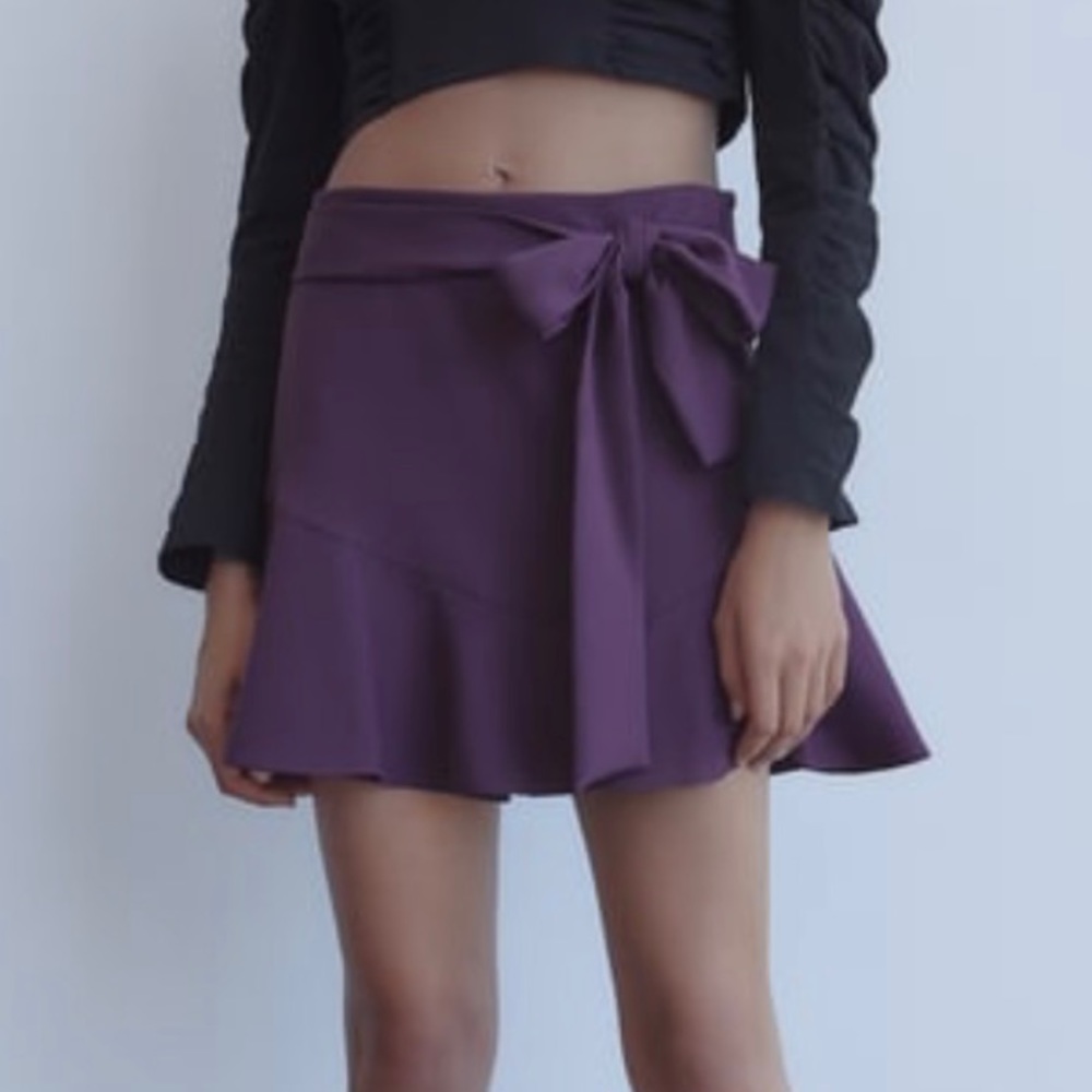 ZARA PURPLE BELTED SKORT size M NEW